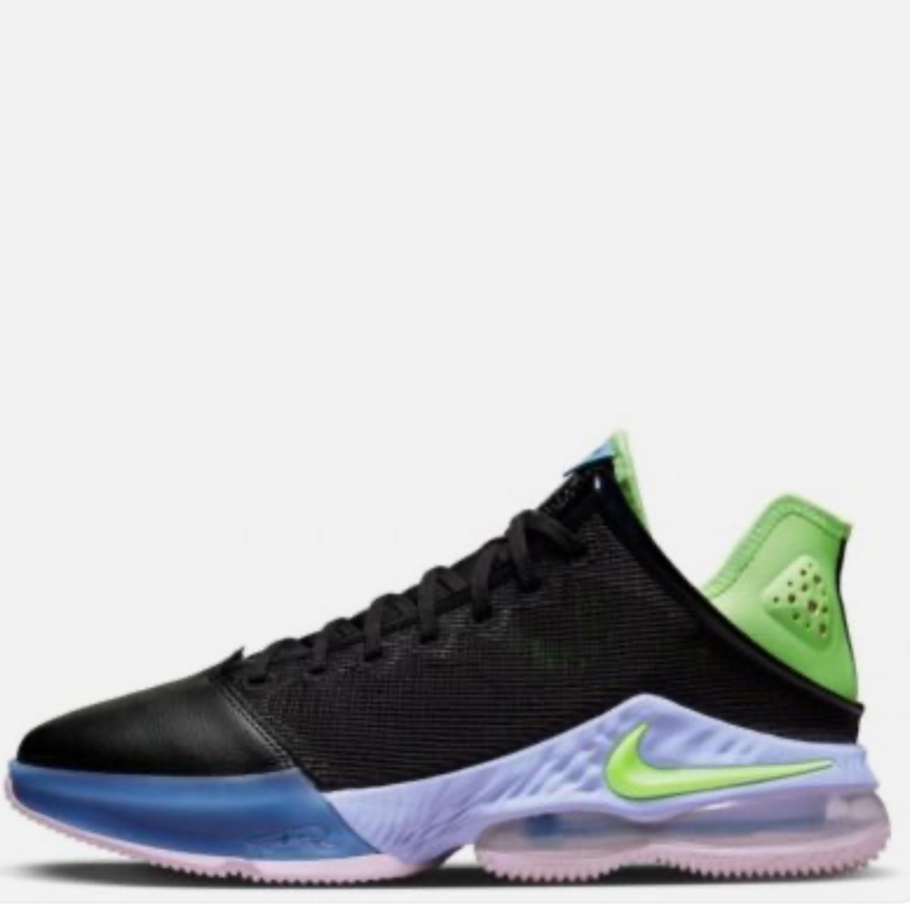 Nike | Men's Black/Lime Green LeBron XIX React Low Athletic Basketball Shoes 8.5